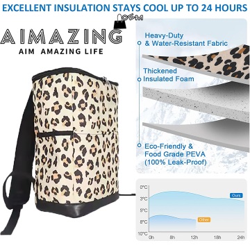 ODM Stylish Leopard-Print Insulated Cooler Picn...