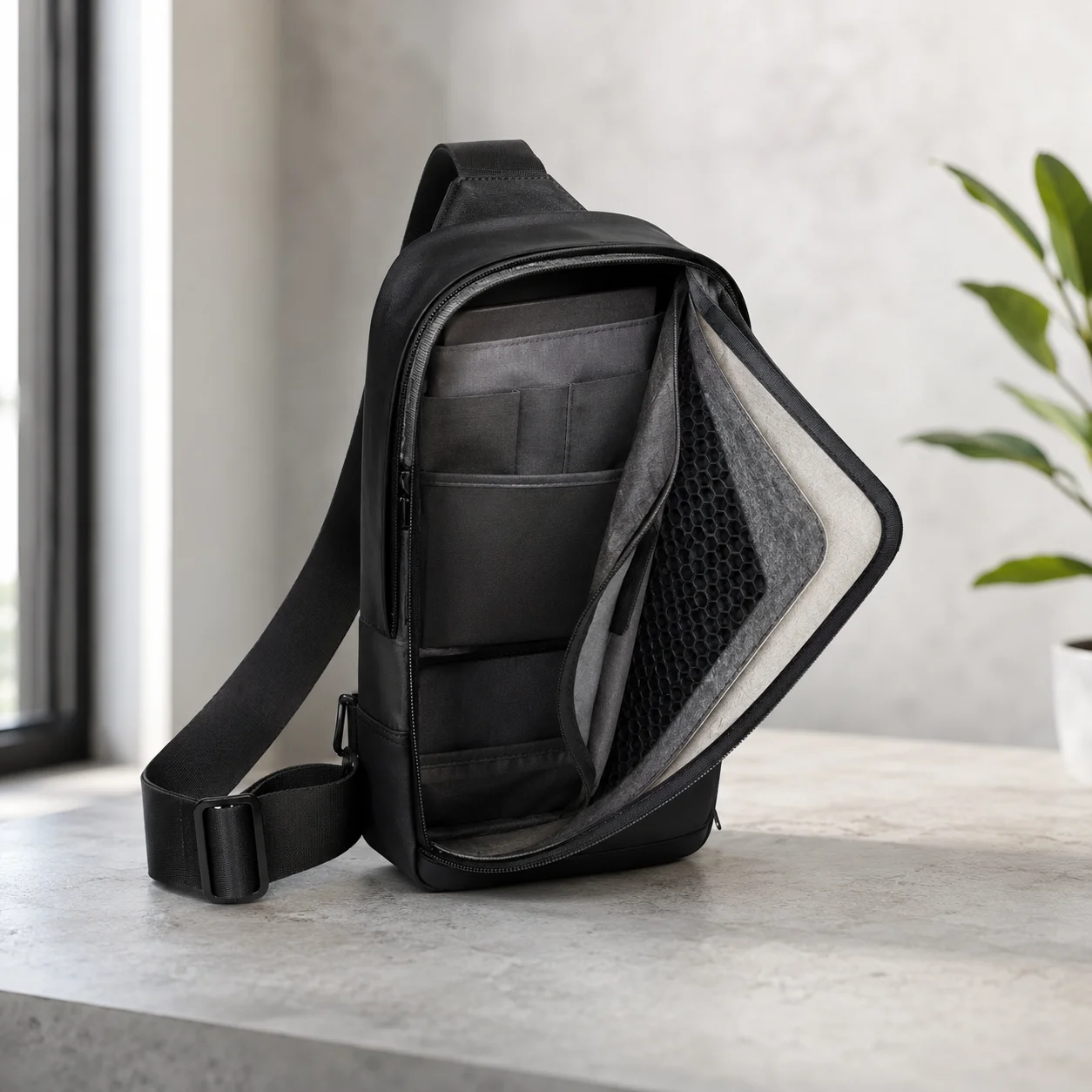 Sling Bags with Built-in Deodorizing Packets