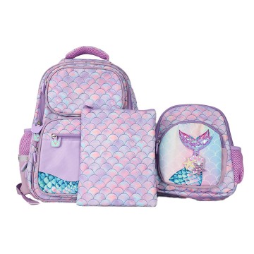 Sequin Cartoon Universal Schoolbag Three-piece Backpack for Boys and Girls
