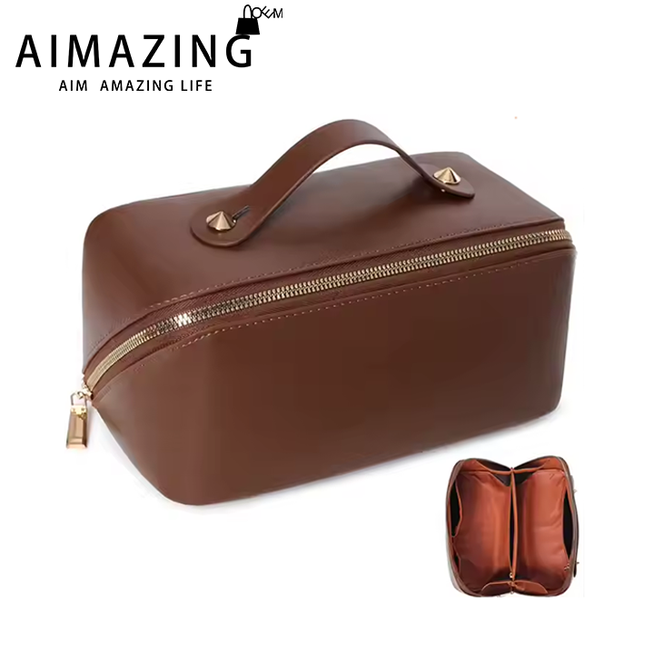 Wholesales Women Makeup Bag Travel Storage PU Leather Cosmetic Bag-1